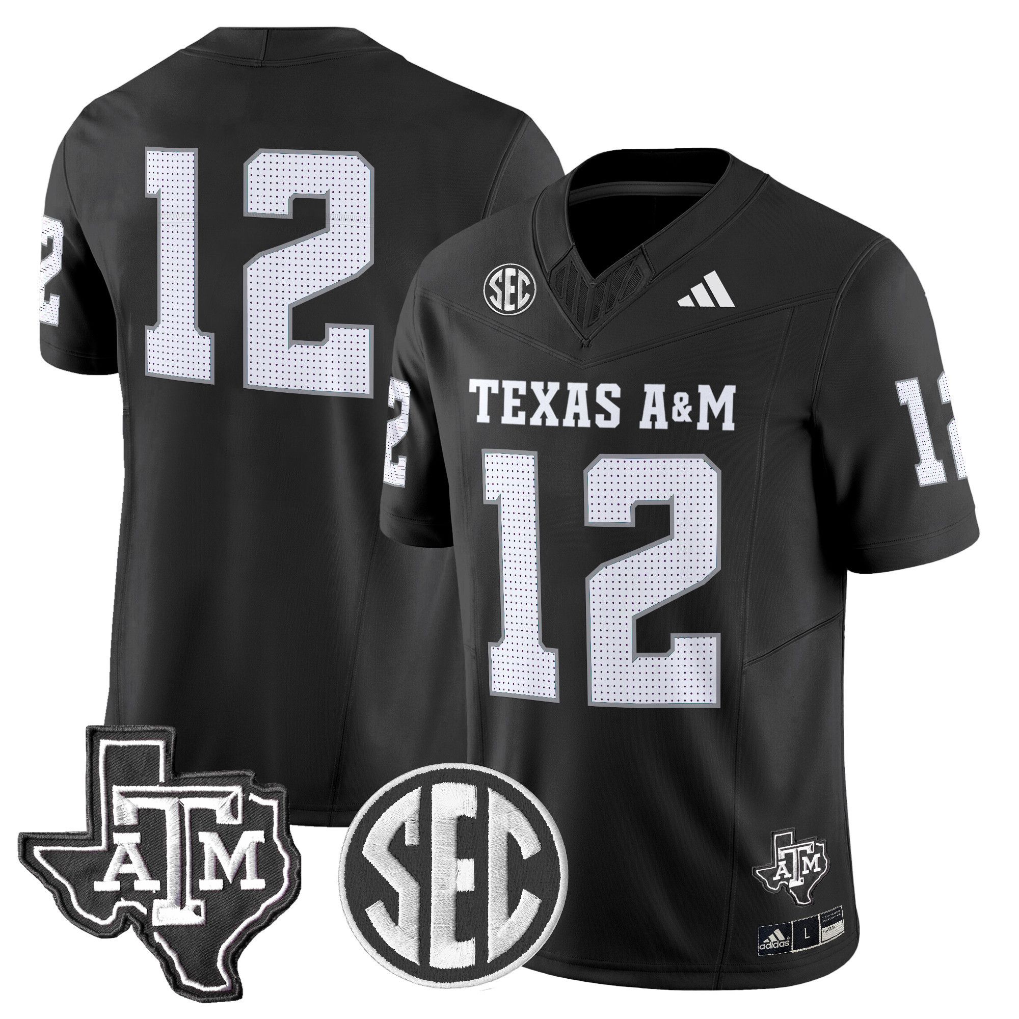 Men Texas A&M Aggies #12 No Name Black 2024 Vapor Limited NCAA Jersey style 1->ncaa teams->NCAA Jersey